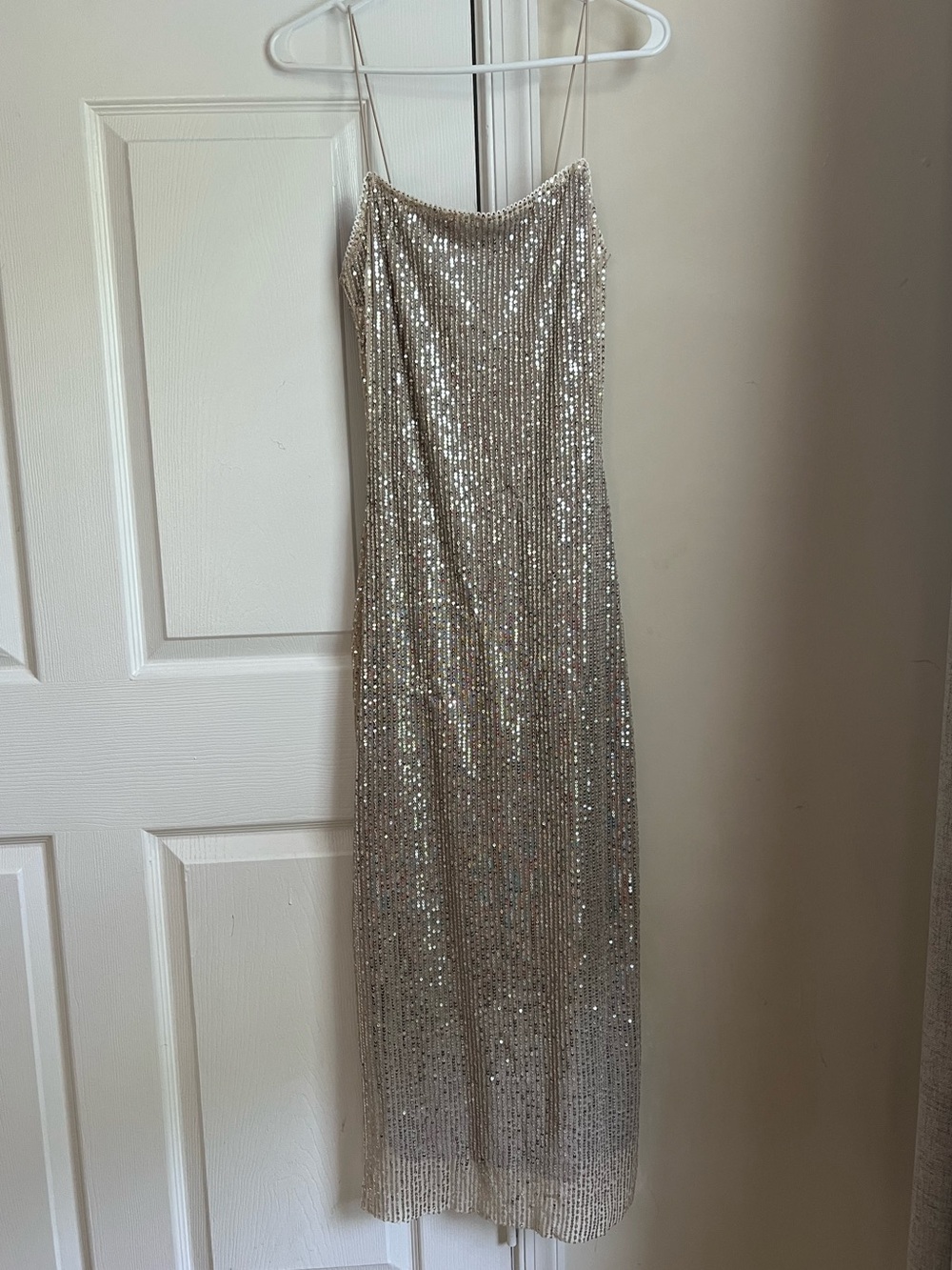 Silver / Gold Sparkly Sequin Formal Prom Hoco Sleeveless Midi Dress Large